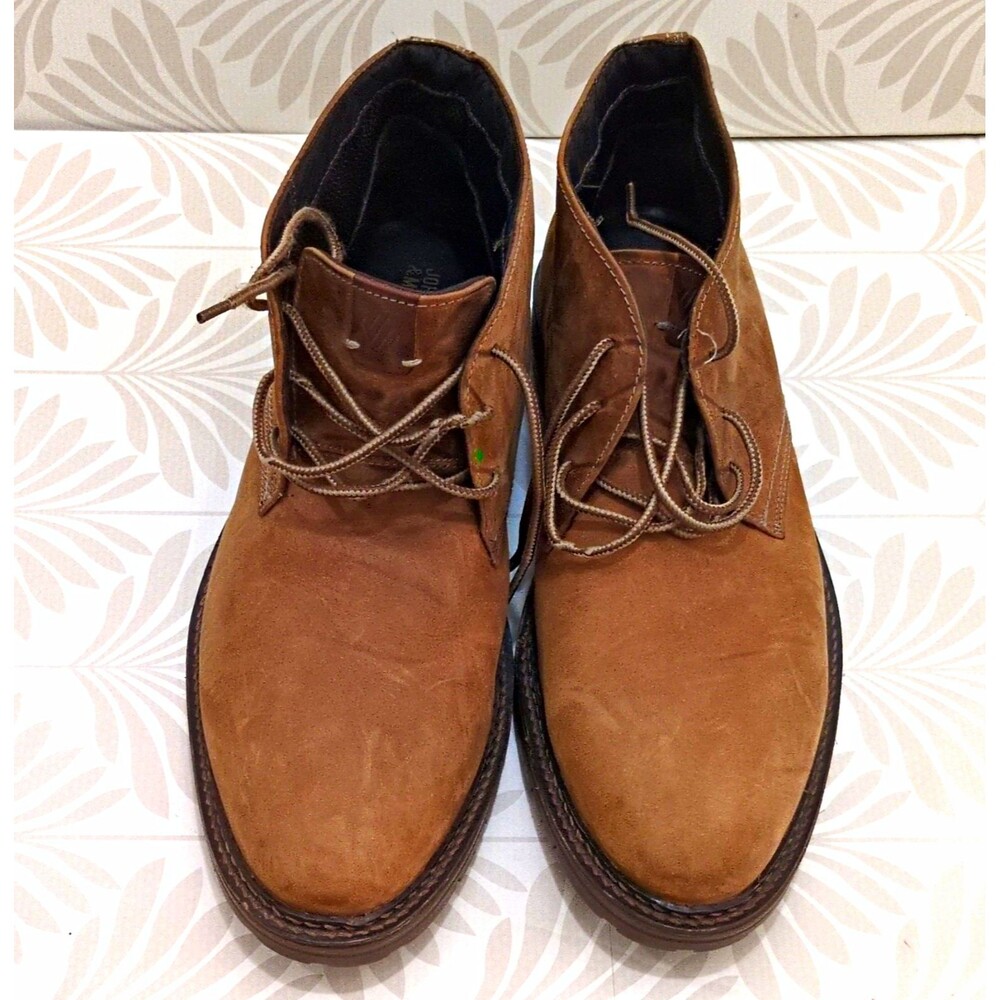 Johnston & Murphy Brown Suede Lace-Up Ankle Chukka Boots Round Toe Men's 10.5 M